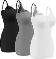 [Angelhood] Maternity Nursing Tank Tops for Breastfeeding,Womens Nursing Maternity Cami Built in Bra Sleep Bra Pack of