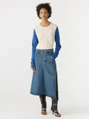 Asymmetric Split Denim Skirt