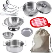 Kids Pretend Play Toys, Mini Kitchen Accessories Set With Stainless Steel Pot...