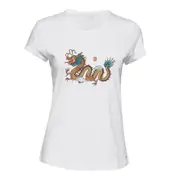 Chinese Dragon Symbol Of Power White Female Ladies Women T Shirt Tee Top