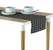 Black & White Basket Weave Table Runners - 12"x72" or 14"x108"