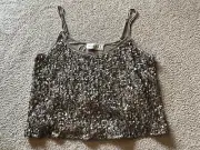 Abercrombie and Fitch Gold Sequined Crop Top, Women’s Size Small Bling Sparkle