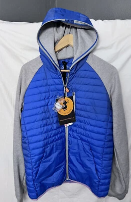 Save The Duck Plumtech Jacket Womens Sz M Burn Hoodie Puffer Jersey Sleeves Blue