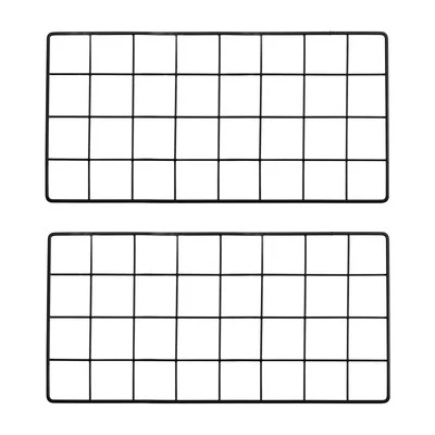 16x8" Wire Grid Panel, 2 Pcs Iron Decorative Wall Grid, Black