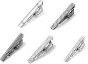[LONGHAO] 5 Piece Tie Clip Set for Men Classic Tie Clip Set Silver Tie Clip Classic Tie Clips for Men, for Business, Wedding