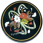 Round Marble Coffee Table Top Unique Pattern Inlay Work Entryway Table for Hotel