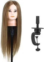 Training Head 50% Real Human H Manikin Head Hairdressing Dummy Head S n Head + H Clamp Holder for H Practice