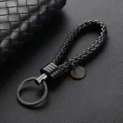 1x Men Car Keychain PU Leather Rope Strap Weave Keyring Key Ring Key Chain Black (for: Volkswagen)