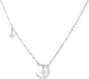 [ZhuyuanSD] Simple star and moon necklace niche design light luxury fashion six-pointed star
