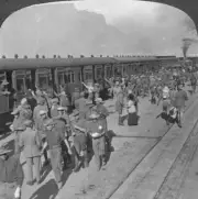 Soldiers of the Wiltshire Rifles boarding a train Cape Town South - Old Photo