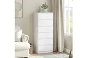 White Dresser 6 Chest of Drawers Dresser | Minimalist Storage for Bedroom
