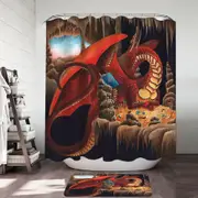 Cool Fantasy Art Dragon Reading a Book Shower Curtain