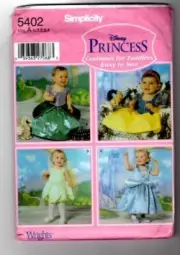 Simplicity Sewing pattern 5402 Toddlers Disney Princess Costumes Size 1/2-4