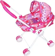Doll Stroller for Push Handle Foldable Design Lightweight Iron Realistic Stroller Experience for Imaginative Play for Travel Outdoor Fun