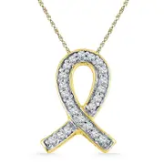 Natural Diamond Accent Awareness Ribbon Pendant in 10K Yellow Gold
