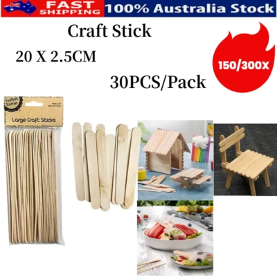 150/300x Wooden Craft Stick Paddle Pop Stick Coffee Ice Cream Stirrers 20x2.5cm