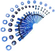 [LLGLTEC] Ear Stretching Kit 50 Pieces 14G-00G Ear Gauges Expander Set Acrylic Tapers and Plugs & Silicone Tunnels Body Piercing Jewelry Set with EVA Box