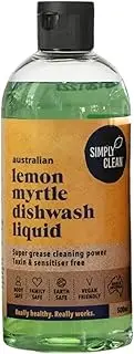 SimplyClean Lemon Myrtle Dishwash Liquid - Natural Dish Soap with Pure Australian Lemon Myrtle Essential Oil - Concentrated Grease Cutting Formula - Gentle on Skin - 500ml