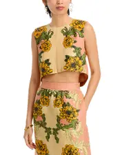 Farm Rio Delicate Flower Linen Arabesque Top