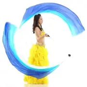 2pcs 2.5x0.9M/98.43"x35.43" Multi-Color Dance Silk Veil Poi 2.5x0.9M/98.43"x3...