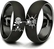 [XAHH] Spiderman Crown Couples Ring for Him and Her,Captured by Your Love Forever Together Lovers Ring Stainless Steel Anniversary Promise Wedding Band