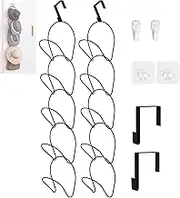 10 Pack Hat Holder, Hanging Hat Holder Baseball Wig Organizer, Multifunctional Door/Wall Organizer for Scarves, Handbags, Towels, Clothes, Black
