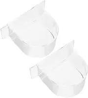 SUPVOX 2pcs Bird Feeder Bowl Thick Semicircle Bird Box for Canary Easy to Install Clean Safe Material
