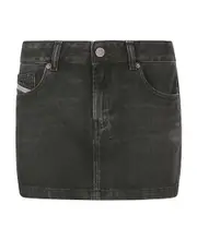 Diesel De-Ron Logo Patch Denim Mini Skirt 25,26,27,28,29,30 Black