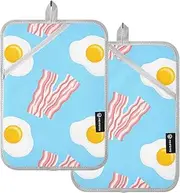 Pot Holders Set of 2 Heat Resistant Pot Holders for Kitchen Fresh Eggs Blue Oven Potholder Sets with Pockets for Cooking