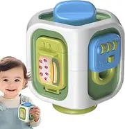 Wooden Activity Cube Baby Toys - Toys with Bead | Travel Sensory Toys | Learning Development Interactive Fine Motor Educational Sensory Busy Cube for Boys Girl Toddler Sensory Toys