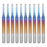 10pcs 1/8" Shank 1.6mm Tungsten Carbide Blue Coated End Mill CNC Router Bits