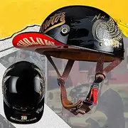 Motorcycle Half Helmet Baseball Cap ECE Approved Open Face Motorcycle Helmets Unisex-Adult Men Women Moped Scooter Half Covered Skull Helmet D,M=55-56CM