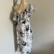 Nwts Cooper St Golden Flower One Shoulder Dress Sz 12