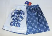Geelong Cats AFL Mens S19 Team Logo Printed Satin Boxer Shorts Size M New