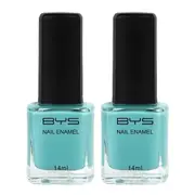 2x BYS Pastel Kung Fu Blue Nail Polish Enamel Lacquer Gloss Quick Dry 14ml Blue