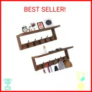 2 Pack Coat Rack Wall Mount with Shelf, Wood Wall Coat Rack with Hooks, Coat Han