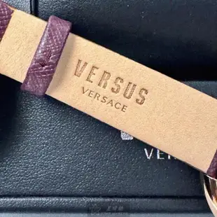 【VERSUS】VERSUS凡賽斯女錶型號VV00375(酒紅色錶面玫瑰金錶殼酒紅色真皮皮革錶帶款)