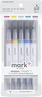 Kokuyo 2-Way Highlighter 5 Colors Set. Mark+ Gray Type Dual Way of Point Types, 5 Pack of Gold, Gray, Light Green, Navy, Red. Japan Import (PM-MT201-5S)