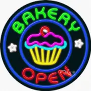 BRAND NEW “BAKERY OPEN" 26x26x3 REAL NEON BUSINESS SIGN W/CUSTOM OPTIONS 11804