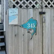 Swordfish Coastal House Number Sign by G. DeBrekht | Coastal Sea-Life Décor - MA