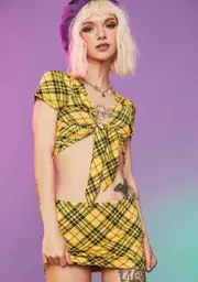 No Trespassing Plaid Skirt Set