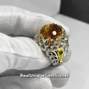 Beautiful Citrine Gemstone Ring For Men Sterling 925 Silver Unique Design Ring