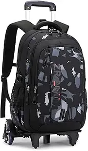 [Yumenam] Boys School Bag Children's Backpack Backpack with six 6 Rolling Wheels Lightweight and Waterproof Students Detachable Trolley School Bag Rucksack