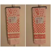 Lacoste Lot Of 2 NWT 36" x 72" Logo Pink Beach Towels 100% Cotton High Quality