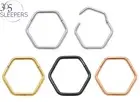 Pair & Singles G23 Titanium Hexagonal Hinged Sleepers Segment Ear Ring Earrings