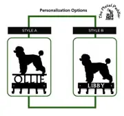 Poodle Dog Personalized Key and Leash Holder - 5 Hooks