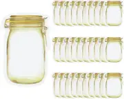 30 Pcs Mason Jar Zipper Bags, Spice storage Bags Airtight Seal Food Storage Bags Snack Saver Container Leak-Proof Zip-Lock Bags,15*10cm