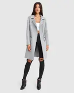 [Belle & Bloom] Last Chance Wool Blend Moto Coat - Grey Marle