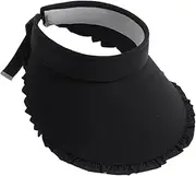 [Generic] Wrap-Around Hollow-Top UV Sun Hat | Fashion UV Protection Wide Brim Lace Sun Hat,Outdoor Adjustable Soft Beach Visor Breathable Sweat-Absorbent for Women Black, Black