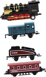 4Pcs Retro Alloy Steam Train Set for Pull Back Model Trains Black Educational Boys Safe Wear Design Fun and Convenient Play